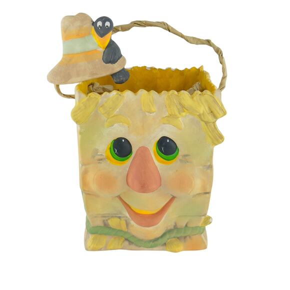 Vintage House of Lloyd Scarecrow Treat Bag Ceramic Fall Halloween Farm Decor - Picture 1 of 16